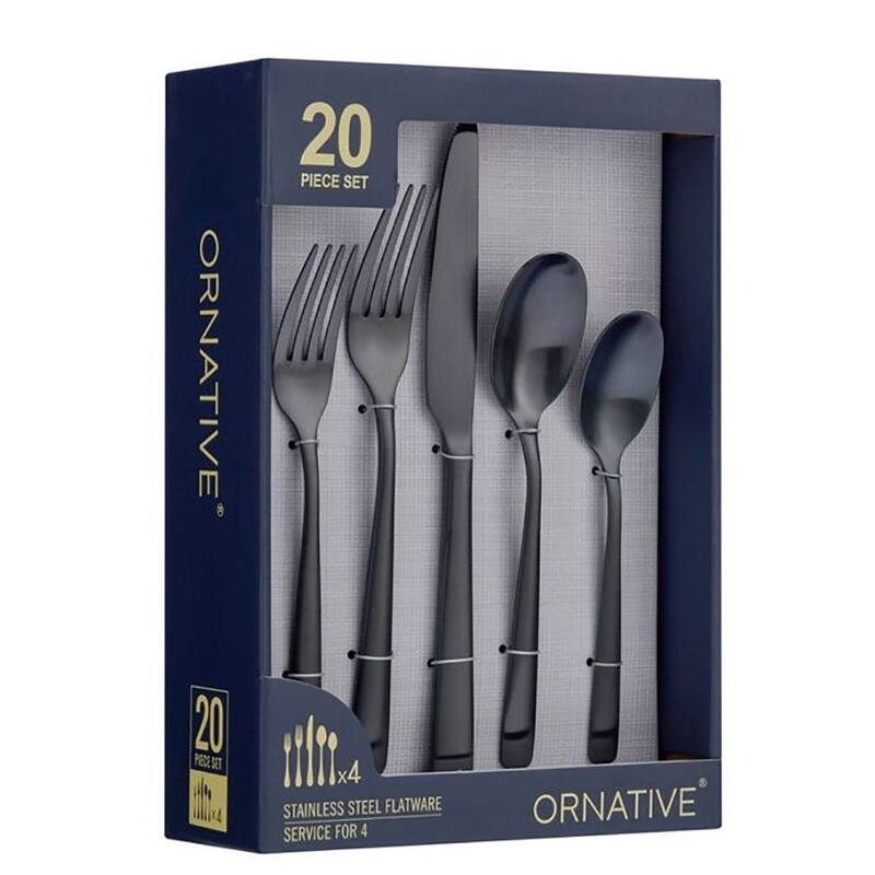 Ornative Aabbye 18/0 Stainless Steel 20 Pieces Flatware Set - 10.63" H x 6.69" W x 2.76" D