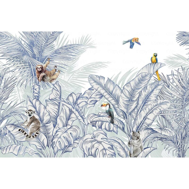 Tropical Jungle Wildlife Wallpaper Mural