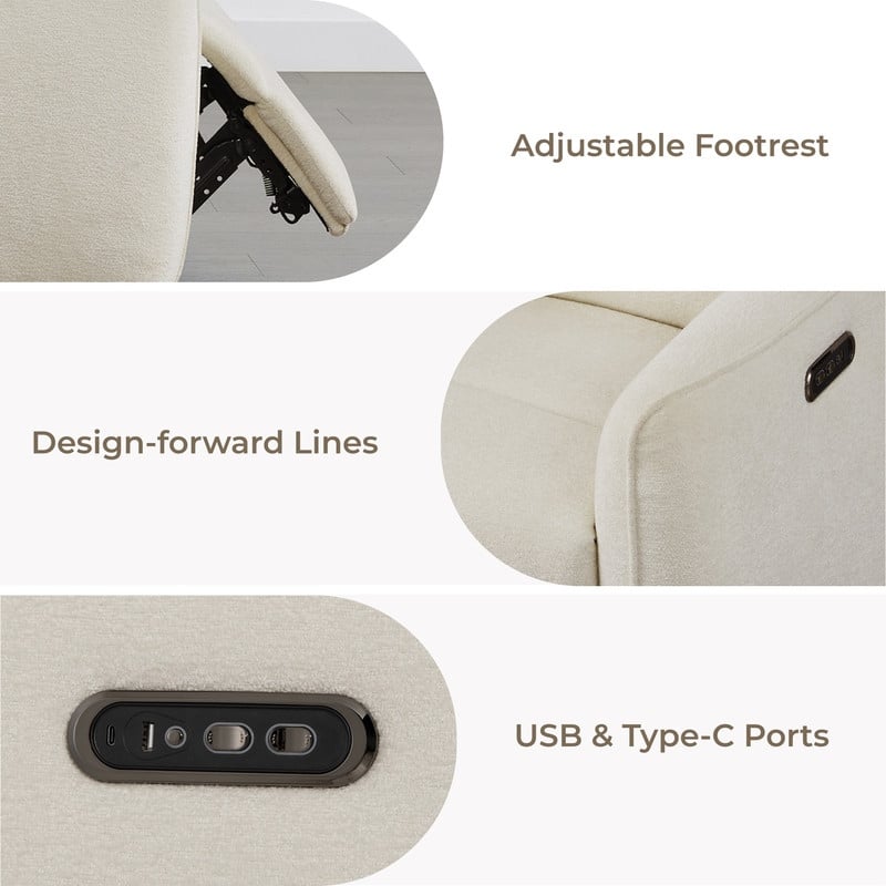 Spruce & Spring Dual Motors Power Lay Flat Recliner with Headrest