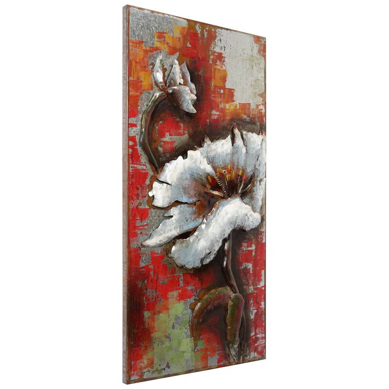 "Garden Rose" Mixed Media Iron Hand Painted 3D Wall Art Set