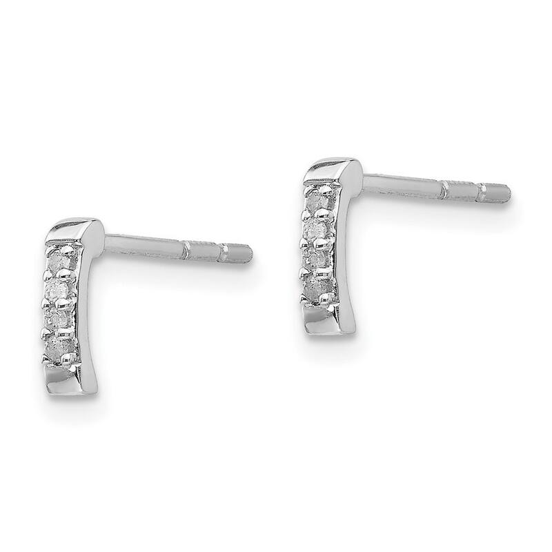Curata 925 Sterling Silver Polished White Ice 1/2pt Diamond Post Earrings - 8x2mm Wide