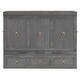 preview thumbnail 14 of 18, Murphy Bed with USB Port and a Large Drawer, Folding Bed, Gray