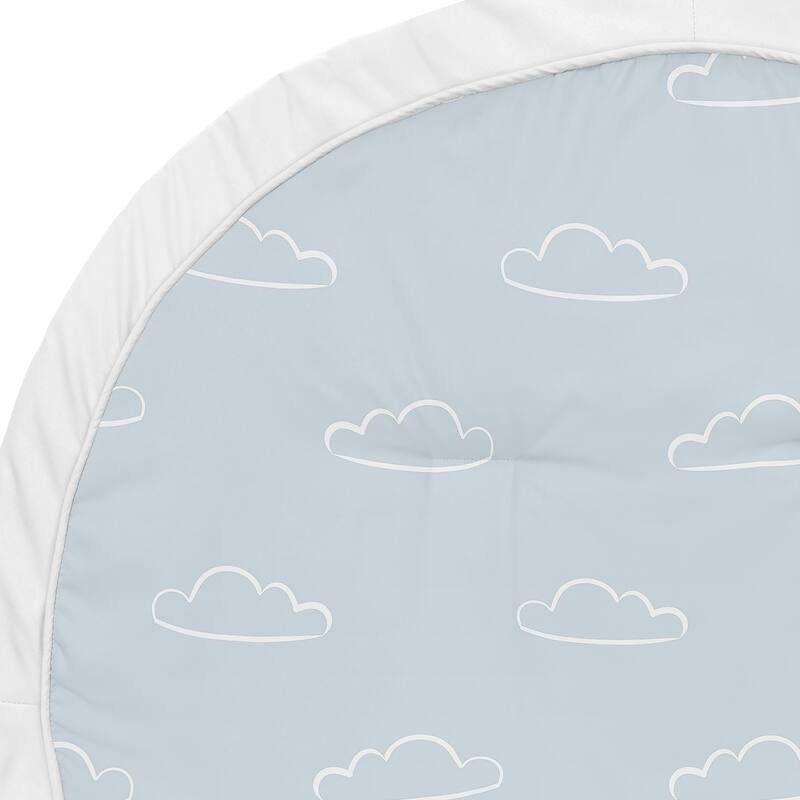 Blue Clouds Collection Boy Baby Tummy Time Playmat - Slate and White Cloud Sky for Vintage Airplane Aviator Aviation Collection