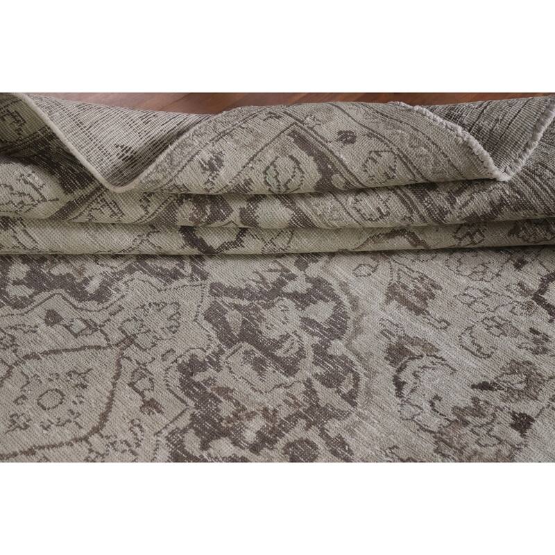 Hand Knotted Oriental 100% Wool Carpet Traditional Floral Beige & Ivories Tabriz Area Rug - 10' 9'' X 7' 8''