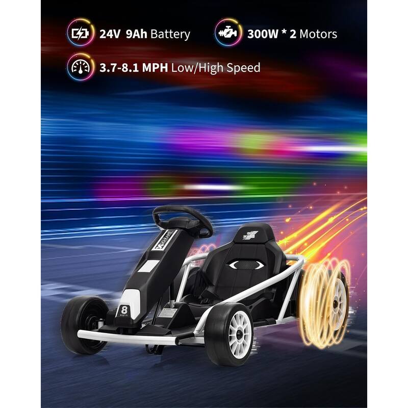 8MPH Fast Drifting Circling Car Ride On Go Kart for Kids Best Gift