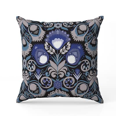 Whimsical Cat Eye Indoor/Outdoor Reversible Throw Pillow Black and Blue