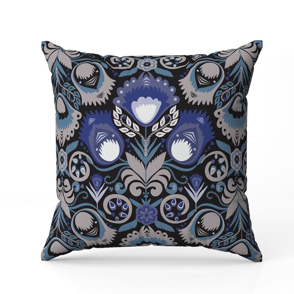 Whimsical Cat Eye Indoor/Outdoor Reversible Throw Pillow Black and Blue