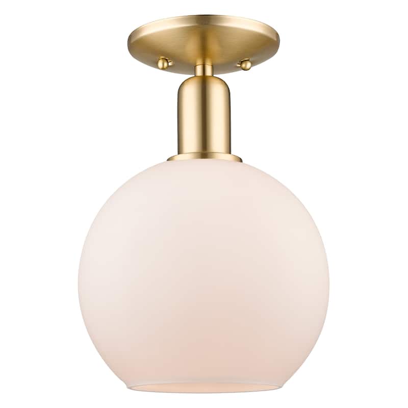 Innovations Lighting 716-1C-12-8 Athens Semi-Flush Athens 8" Wide - Champagne Bronze / Matte White