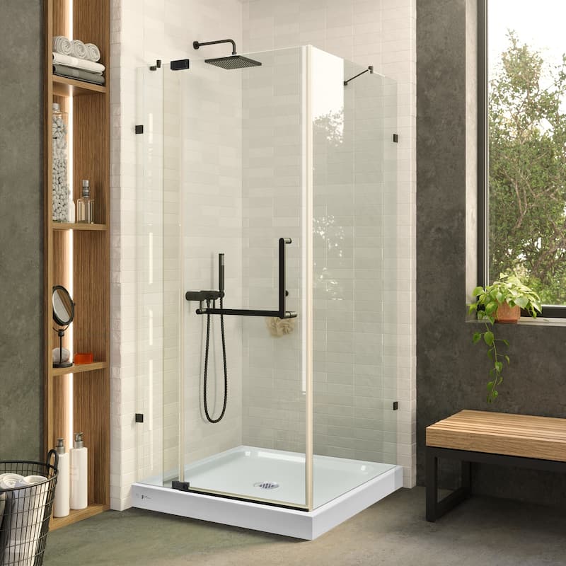 Fine Fixtures Frameless Shower Enclosure Hinged Glass Shower Door - Tempered Glass