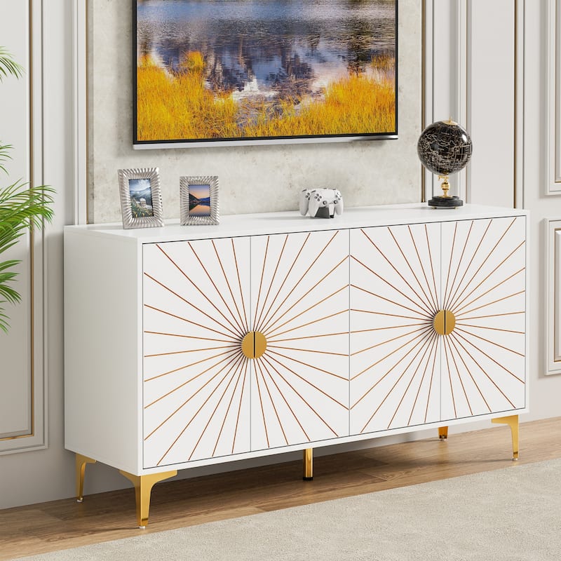 Sideboard Buffet Cabinet with Storage Four Door Adjustable Shelves