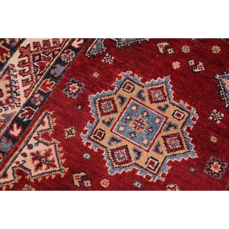 Bohemian Kazak Madison Red/Beige Wool Runner - 2'7'' x 9'6''
