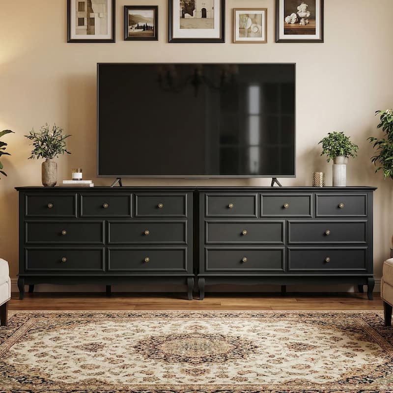 7 Drawer Dresser with Solid Wood Legs