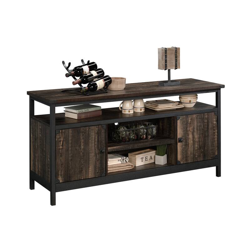 Wood Credenza for TVs up to 60" with Industrial Style, Brown - 60.24" W x 19.09" D x 29.72" H
