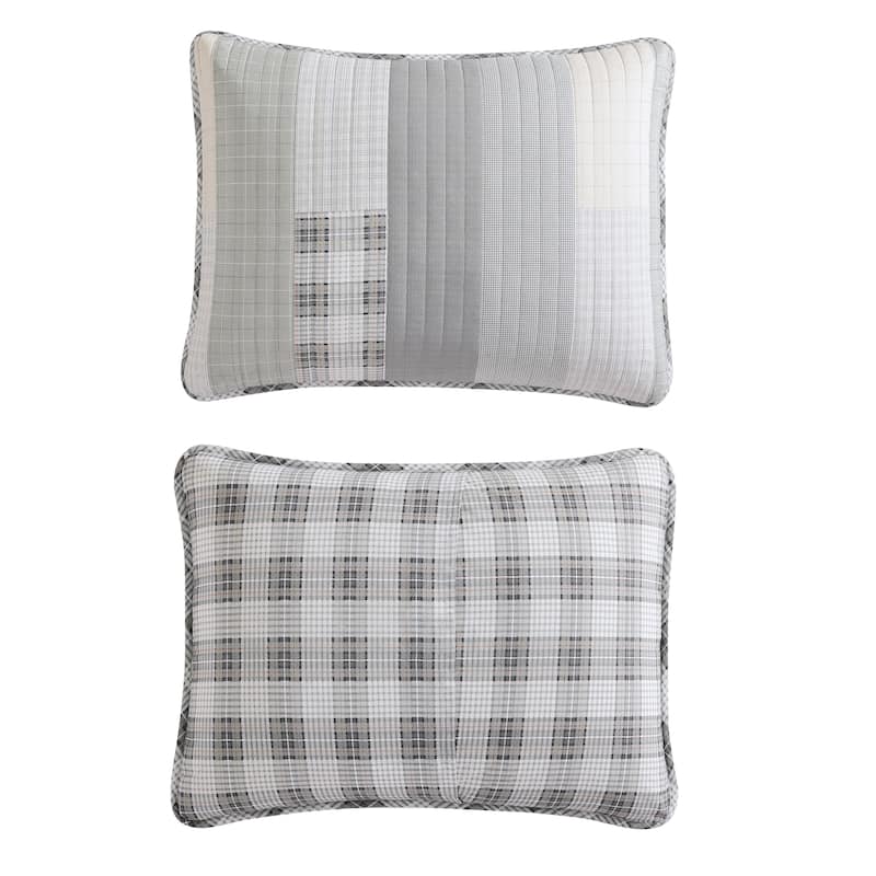 Eddie Bauer Fairview Grey Cotton Lightweight Reversible Quilt Set