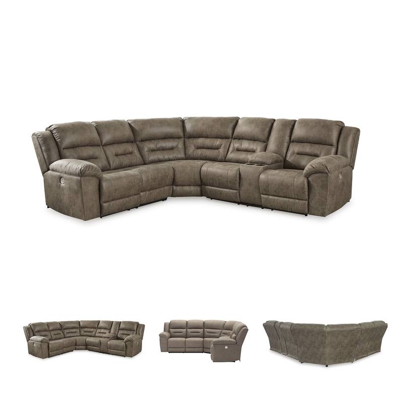 Signature Design by Ashley Ravenel Brown 3-Piece Power Reclining Sectional - 106" W x 93" D x 43" H
