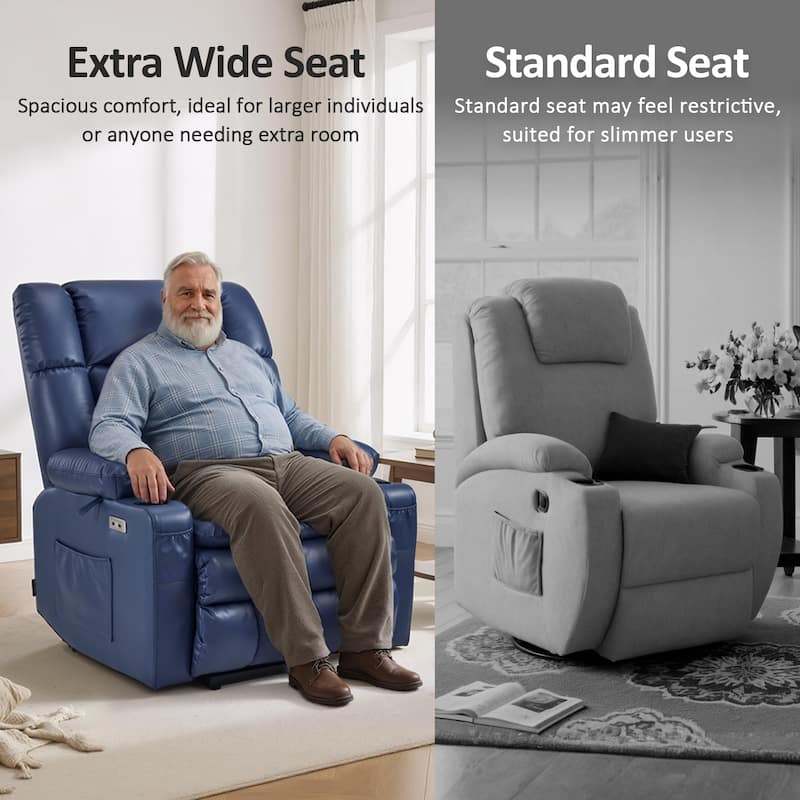 MCombo Dual Motor Power Lift Recliner Chair with Massage and Heat for Big People, Faux Leather R7891 (Large-Wide)