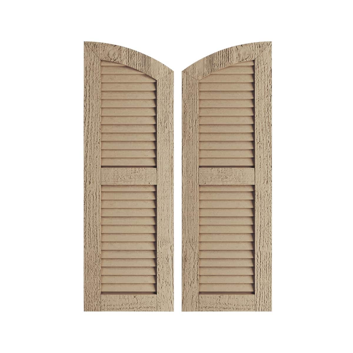 Timberthane Two Equal Louver w/Elliptical Top Faux Wood Shutters (Per
