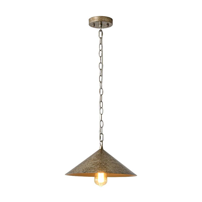 1-Light Distressed Metal Hanging Flared Pendant for Dining, Kitchen - 13.5 in