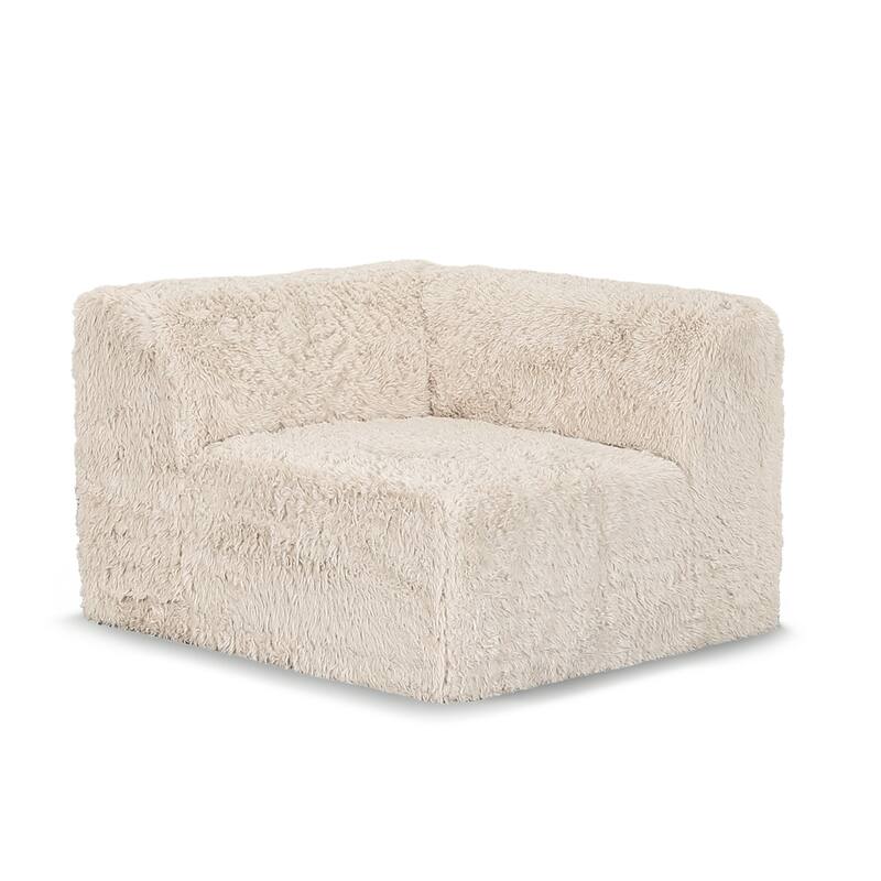 Furniture of America Ylena Modern Faux Fur Foam Modular Compressed Sofa Chair