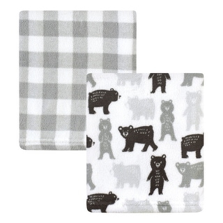 Hudson Baby Infant Girl Silky Plush Blanket, Bears And Plaid, 30x36 inches - Bears And Plaid - 30x36 inches