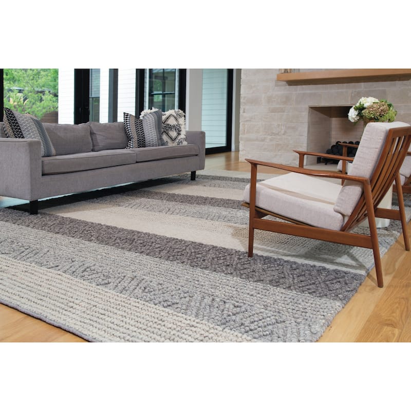 Grand Bazaar Genet Hand Woven Stripes Transitional Area Rug