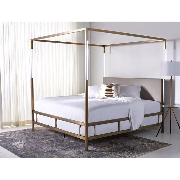 Top Product Reviews For Gatlyn Tufted Linen Nailhead Canopy Bed By Inspire Q Bold 25438236 Overstock
