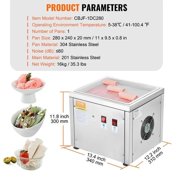 vevor fried ice cream roll machine