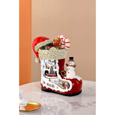 LED Lighted Village Stocking Christmas Decorations - 10" - Set of 2