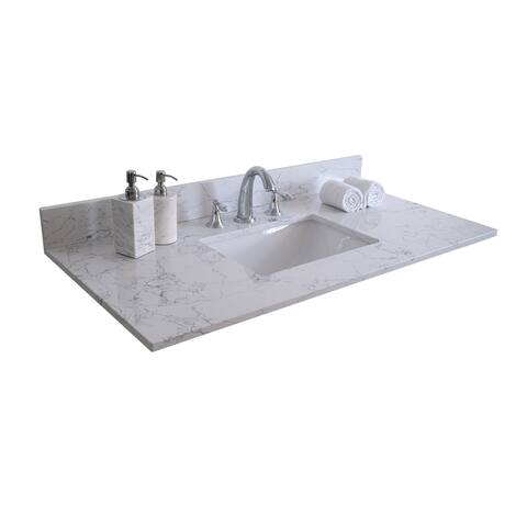43"x 22" Bathroom stone vanity top ceramic sink and backsplash