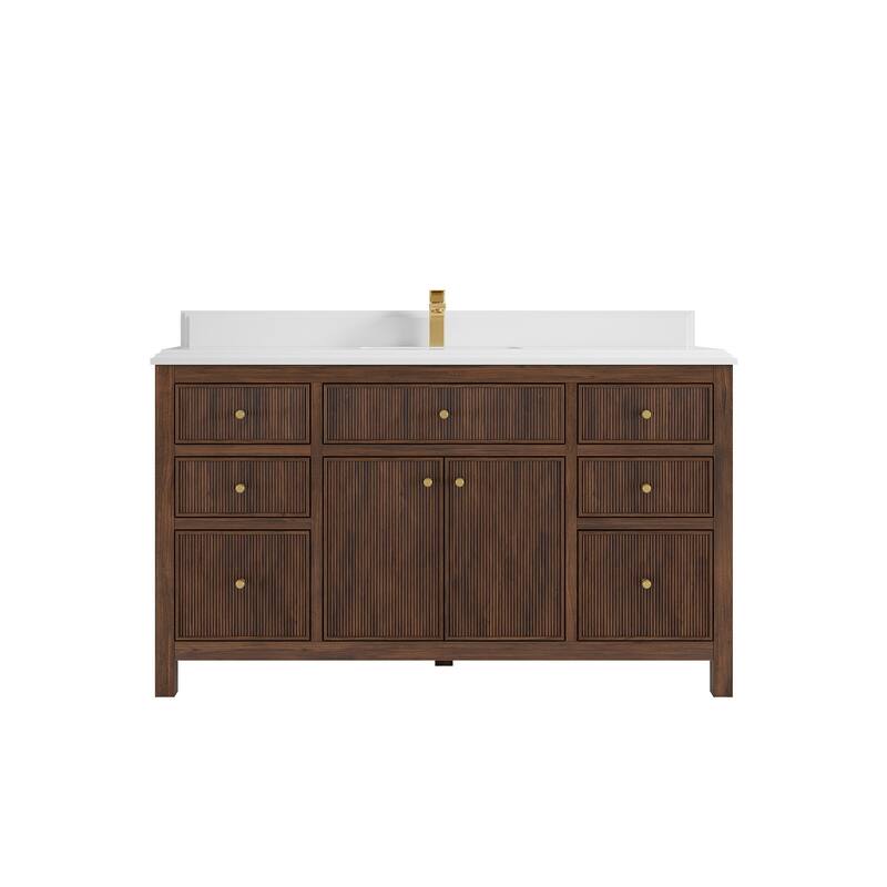 Willow Collections 60 in. W x 22 in. D Sonoma Teak Wood Single Sink Bathroom Vanity with Countertop