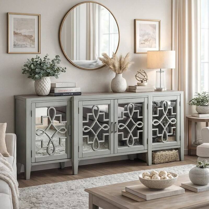 Grand Kacia Console Table, Antique Gray