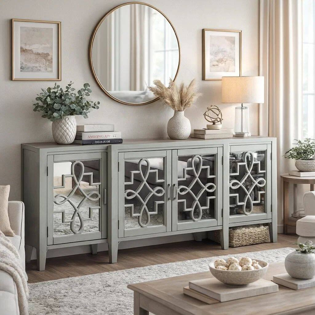 Grand Kacia Console Table, Antique Gray