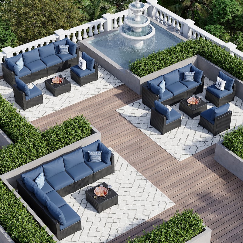 Wicker Rattan Patio Sectional Sofa Set