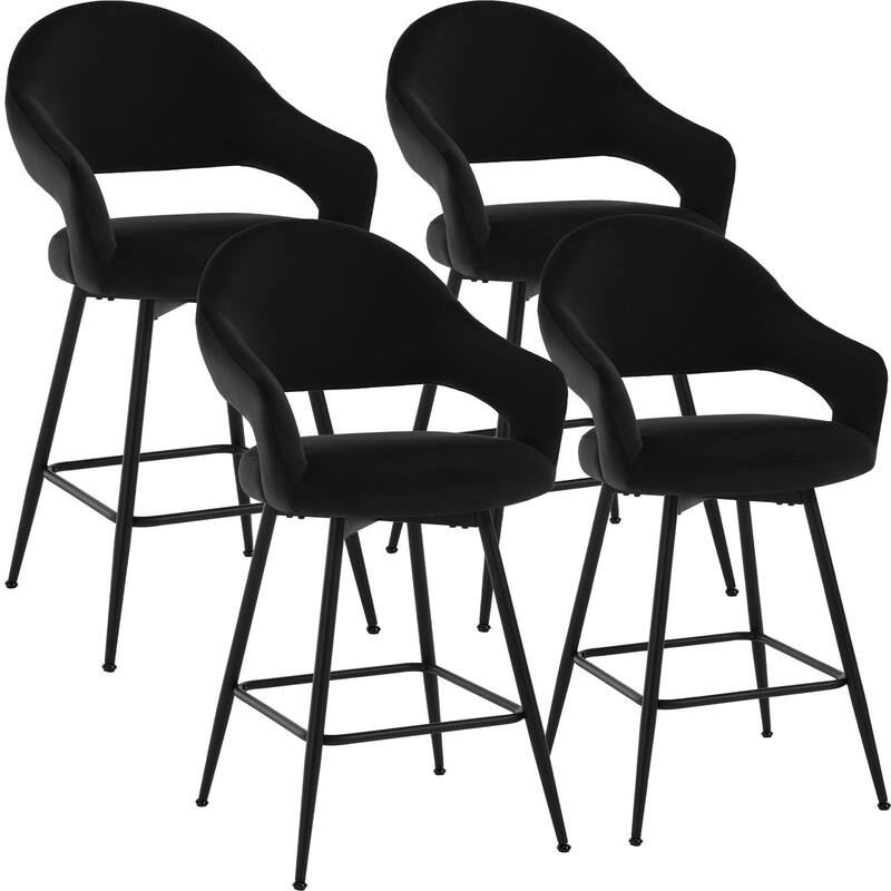 26" Velvet/ Faux Leather Counter Height Swivel Bar Stools Set of 2/4 - 39.2"H x 20.4"W X 22"D