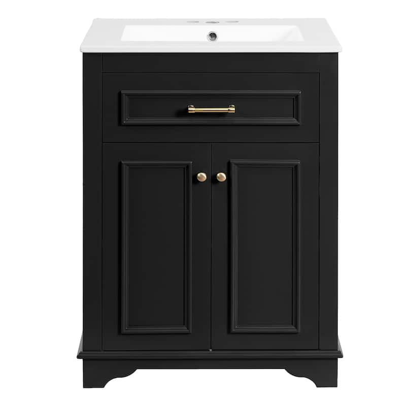 24" Freestanding Bathroom Vanity with White Integrated Ceramic Sink - 24'' x 18.5'' x 33''