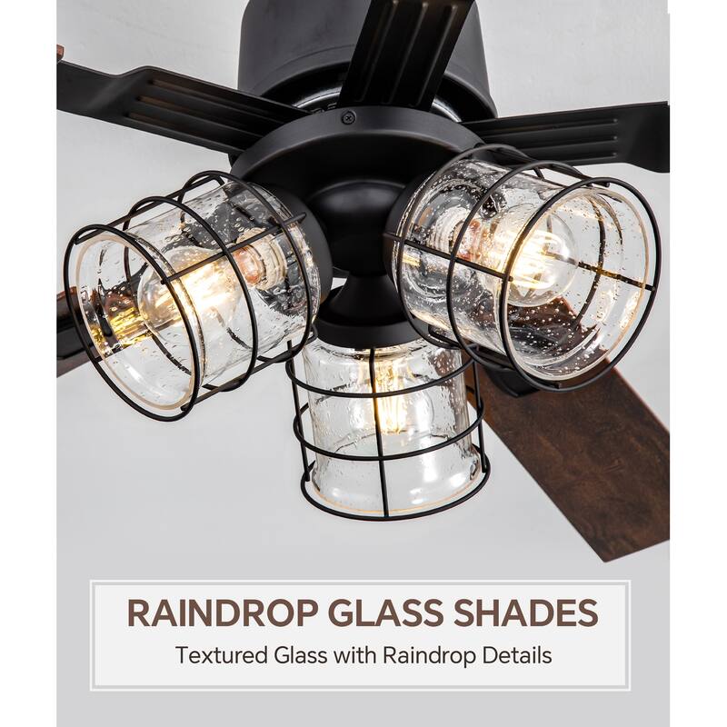 52-inch Industrial Ceiling Fan with Remote and Light (5 Reversible Blades）