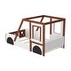preview thumbnail 7 of 7, Fun Play Design Twin Size Car Bed with Wheels, Kids Platform Bed in Car-Shaped for Kids Boys Girls Teens, White+Brown
