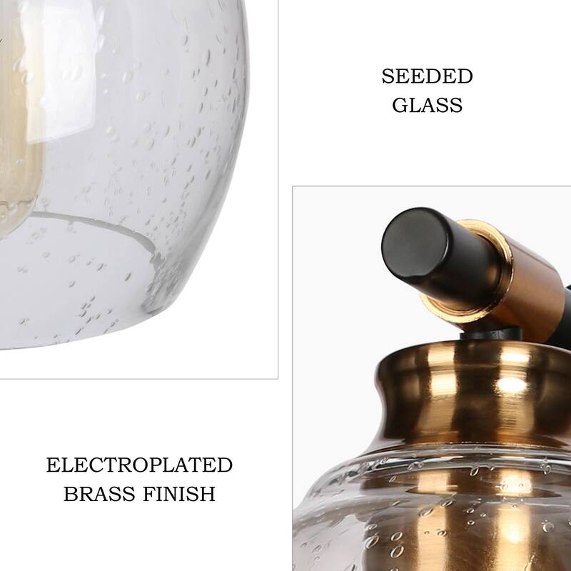 Iain Modern Black Gold 1-Light Seeded Glass Wall Sconce Bathroom Vanity Light