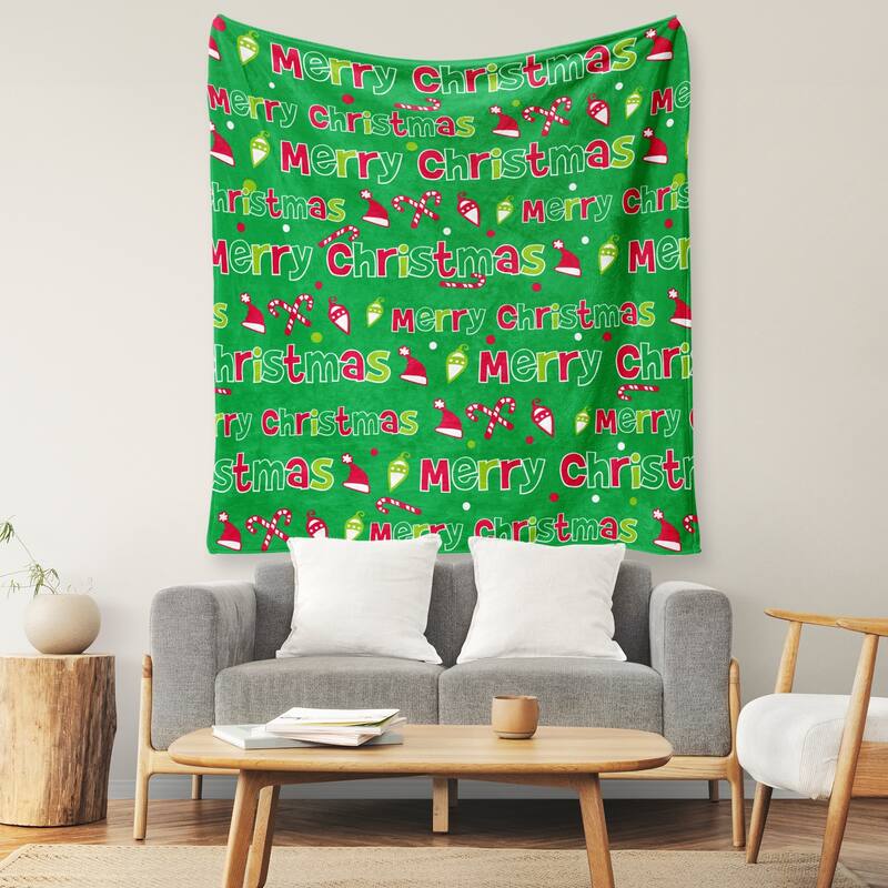 Christmas Prints Fleece Blanket Holiday Theme Fuzzy Warm and Cozy Throw Blanket