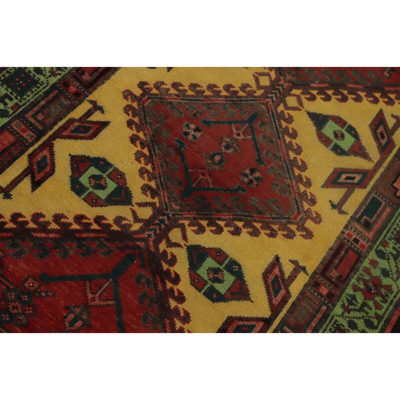 Hand Knotted Oriental 100% Wool Carpet Traditional Tribal Yellow & Gold Ardebil Runner Rug - 11' 4'' X 3' 4''