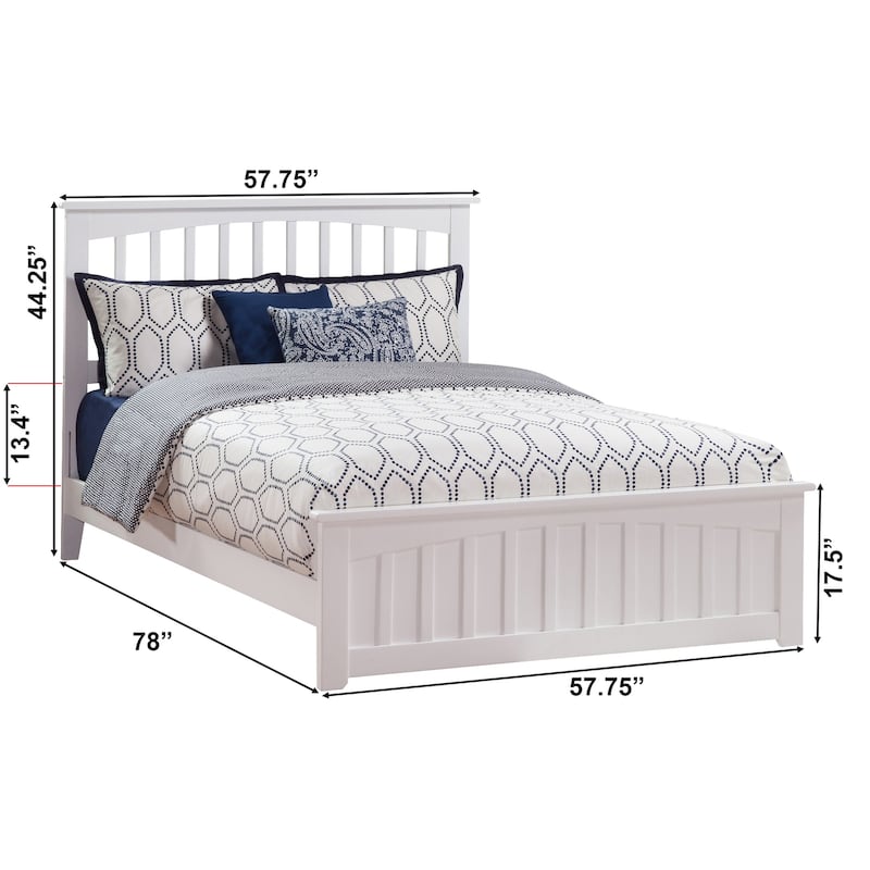 Mission Queen Platform Bed with Matching Footboard in White