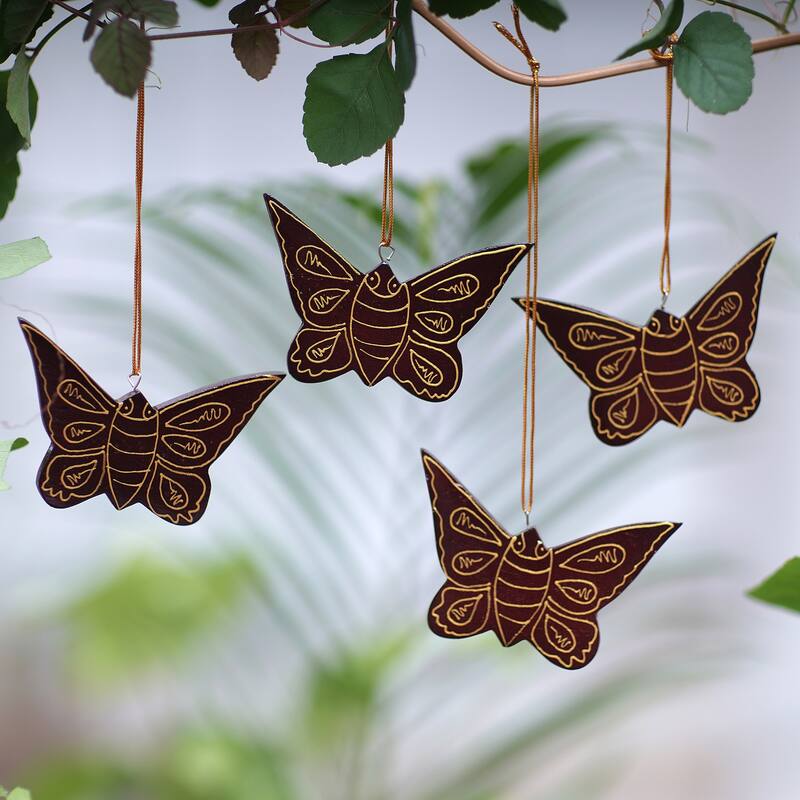 Novica Handmade Charmed Butterflies Wood Ornaments (Set Of 4)
