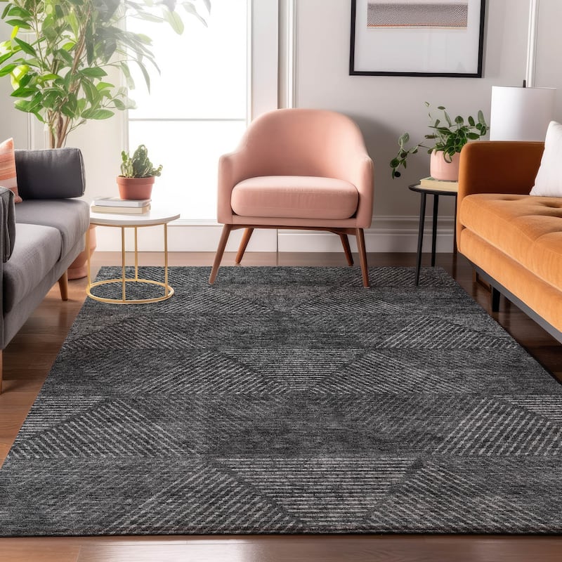 Premium Washable Super Soft Mid Century Modern Mayfield Rug - Charcoal - 2' 6" x 3' 10" - Rectangle