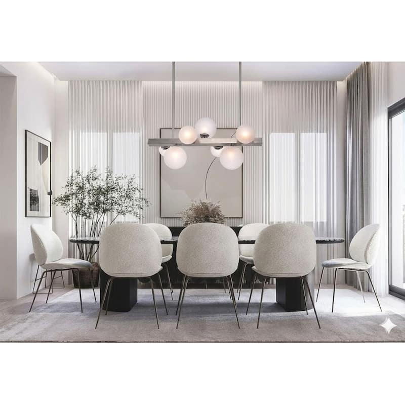 7-Light L43" Shiny Nickel Stainless Steel Frame Light Fixture