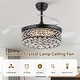 preview thumbnail 17 of 43, Kviflon 48'' Crystal Ceiling Fan with Lights and Remote 6 Speed, 3 Light Change Retractable Blades Chandelier Ceiling Fan