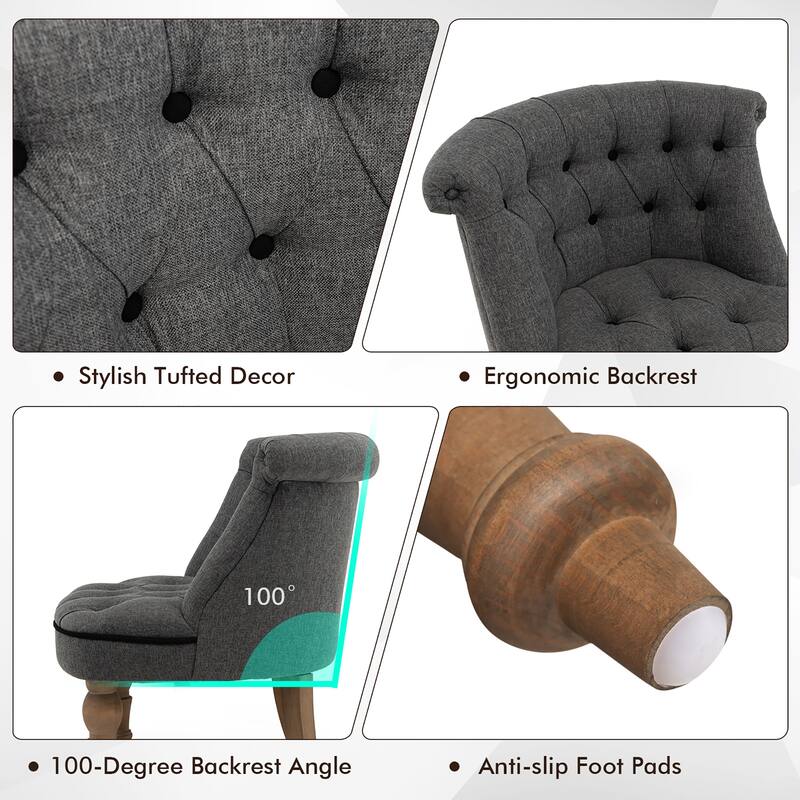 Costway Set of 2 Upholstered Slipper Chairs Armless Accent Chairs w/ - See Details