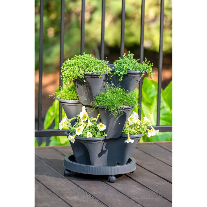 Southern Patio Gray 15.2" Vertical Garden Planter with Wheels - 15" x 18" x 15"
