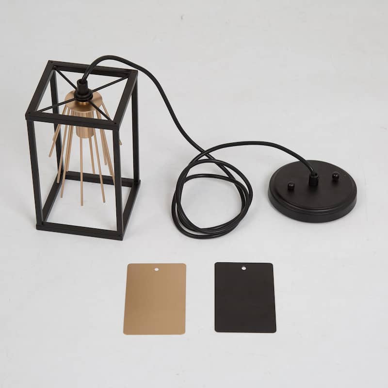 Modern Farmhouse Starburst Mini Pendant Black Gold Single Cage Kitchen Island Lighting - L 5'' * W 5'' * H 8.5''