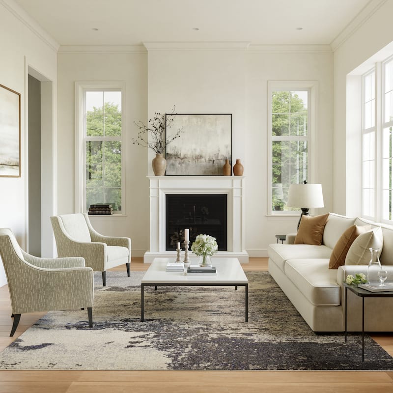Nourison Modern Abstract Sublime Area Rug - 6' 7" x 9' 7" - Ivory/Grey - Runner/Rectangle