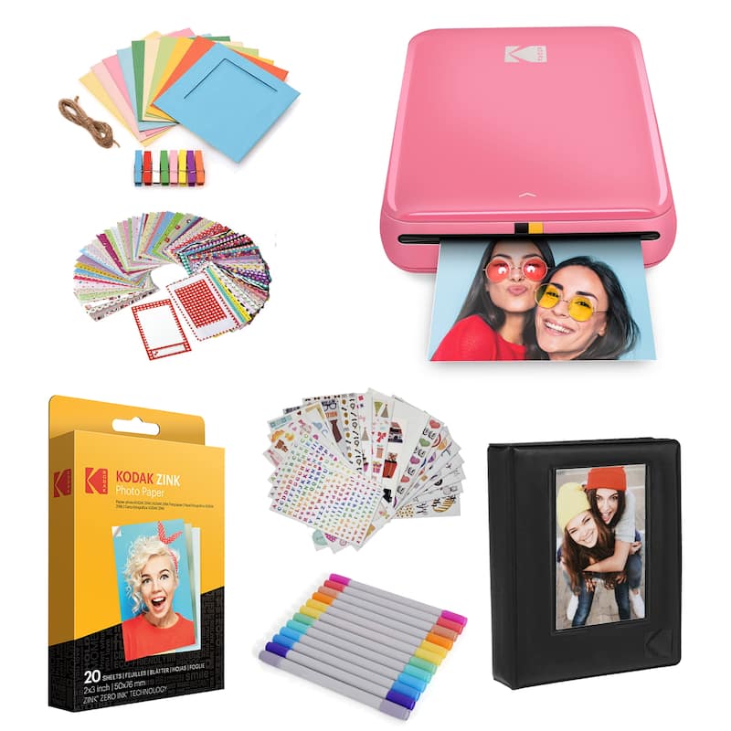 Kodak Step Mobile Instant Photo Printer 2x3" & Photo Paper Starter Bundle for iOS & Android - Pink
